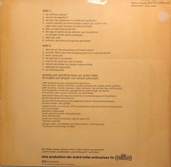 Dischi in vinile: André Heller – Neue Lieder (LP) – Usato da Grüningen venduto da azulvinyl 1