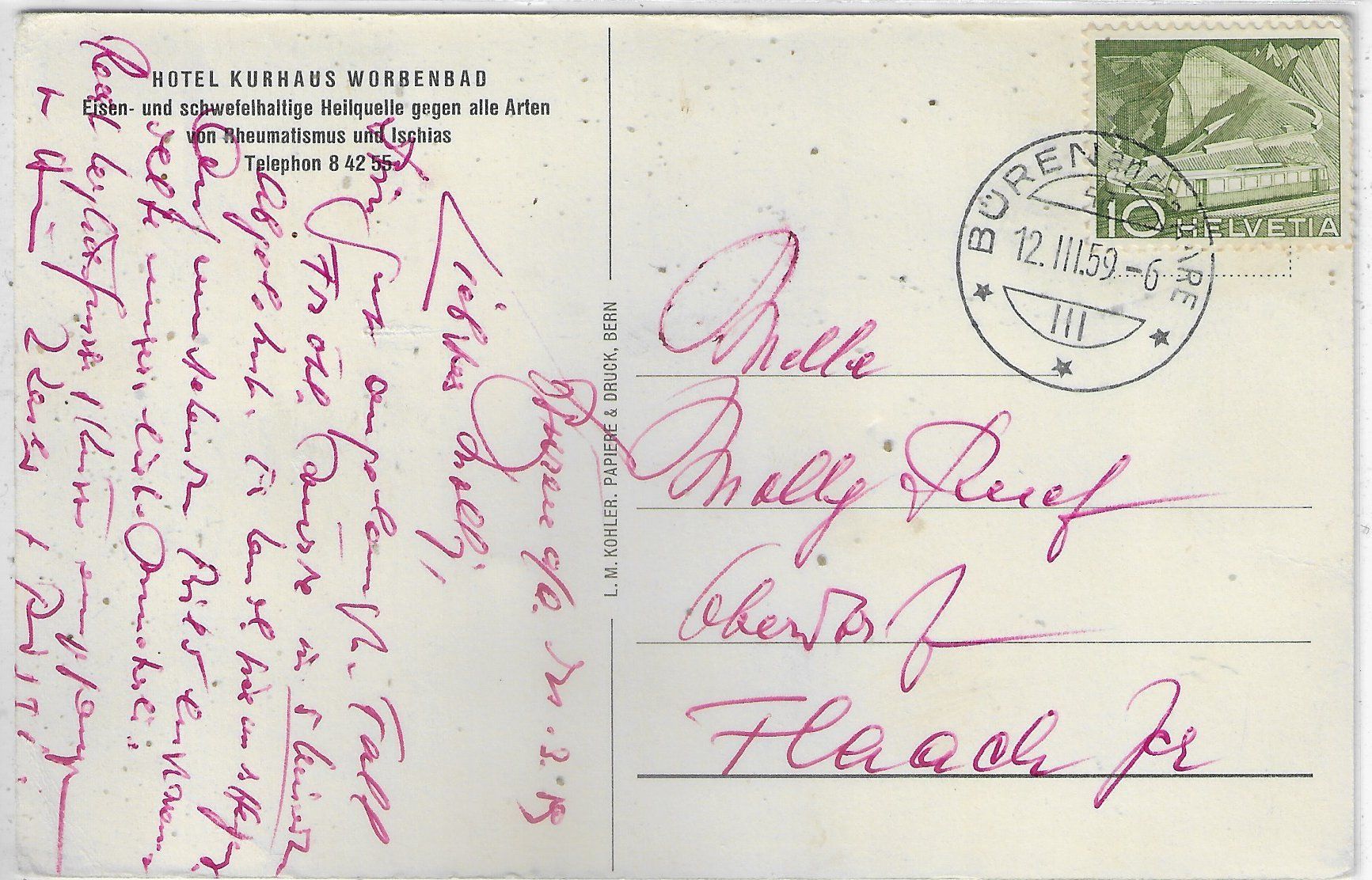 Cartoline postali: Hotel Kurhaus Worbenbad – Usato da Ettingen venduto da Kartenplanet 1