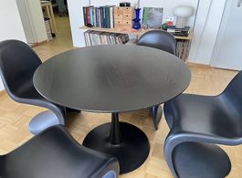 Table ronde noire en bois design