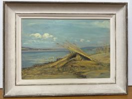 Gemälde von Franz Holl am Seeufer, Signiert und Datiert