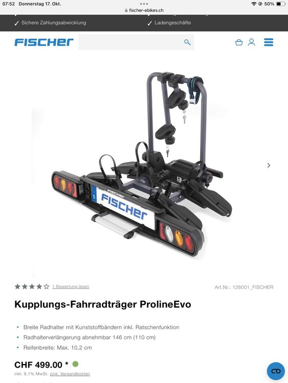 Travi: Fahrradträger Fischer für E-Bike – Nuovo (secondo la descrizione) da Horw venduto da adler65 1