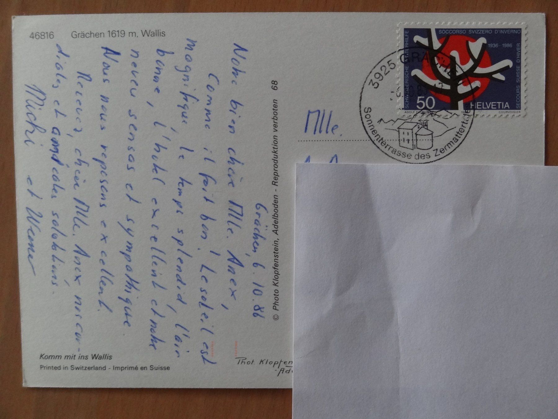 Cartoline postali: Grächen - Wallis - 1986 – Usato da St Léonard venduto da Riglin 1