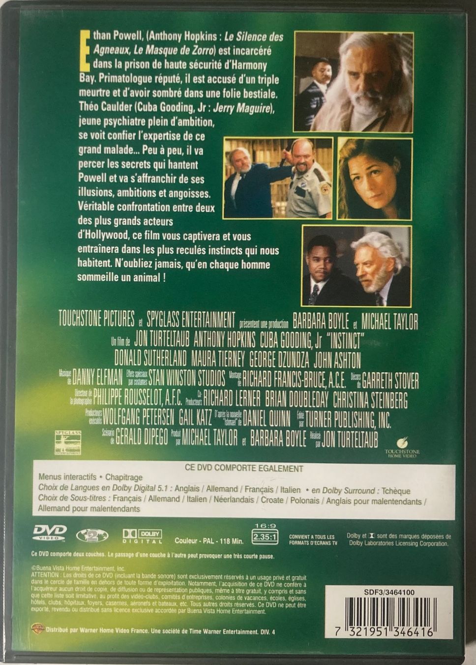 Tutti i DVDs: ANTHONY HOPKINS / CUBA GOODING, JR. - INSTINCT – Usato da Poliez-Pittet venduto da Newtown-Records 1