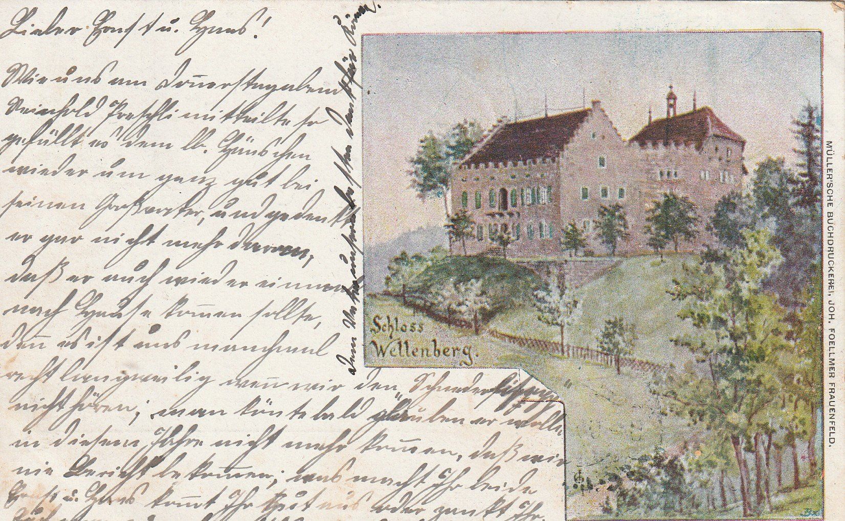 Cartoline postali: Ansichtskarte Schloss Wellenberg mit Stempel Lichtensteig – Usato da Rupperswil venduto da Ema10