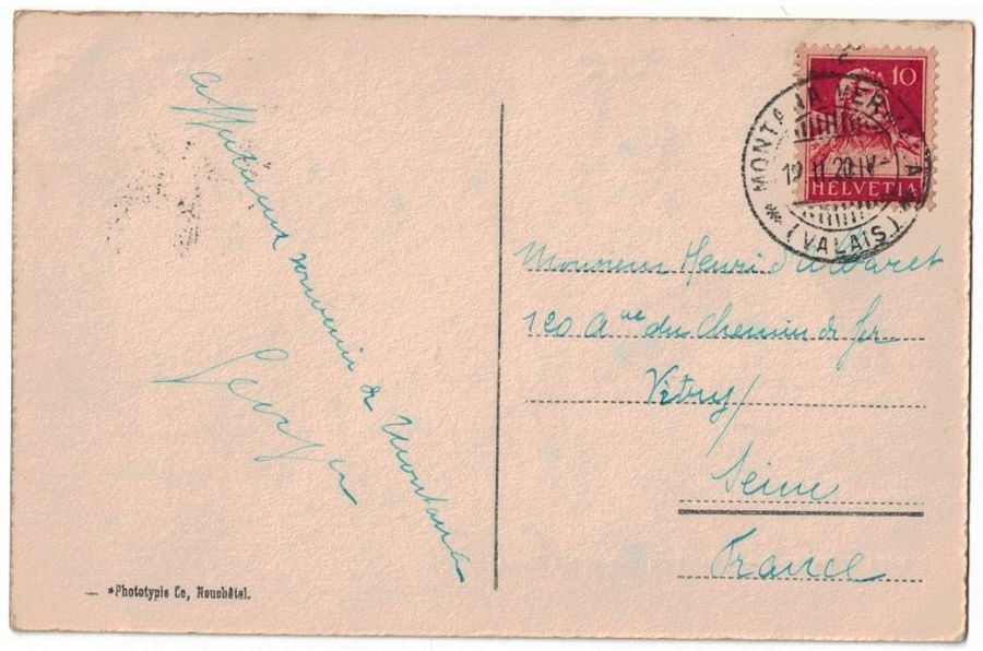 Cartoline postali: Montana, Chalet du Lac, circulée 1920 – Usato da Frauenfeld venduto da POML 1