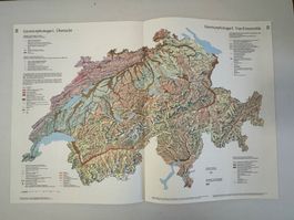 Geomorphologie 1 Schweiz 🇨🇭 1:500 000 © Atlas 1975 - NEU