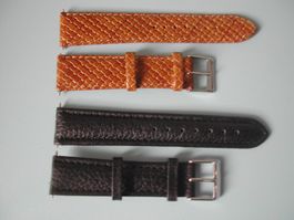 Uhrenarmbänder Leder Neu 2 Stück Braun/Schwarz