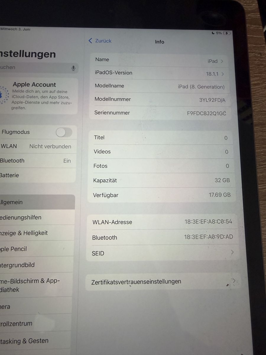 Apple Tablet PC: Apple iPad 8. Generation, guter Zustand, – Nuovo (secondo la descrizione) da Basel venduto da nt0_8qjm 3