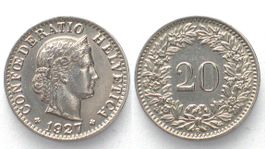 CH 20 Rappen 1927 unz!!!