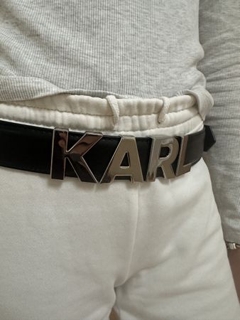 Karl Lagerfeld Gürtel Leder Schwarz Top Zustand!