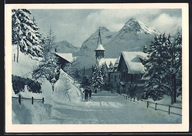 Ansichtskarten: AK Arosa, Dorfmitte im Winter – Gebraucht aus Berlin von bartko-reher