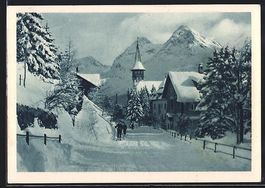 AK Arosa, Dorfmitte im Winter