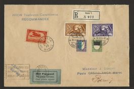 1923 Flugpost nach CASABLANCA Marokko Maroc F6 + F7 + PJ RAR