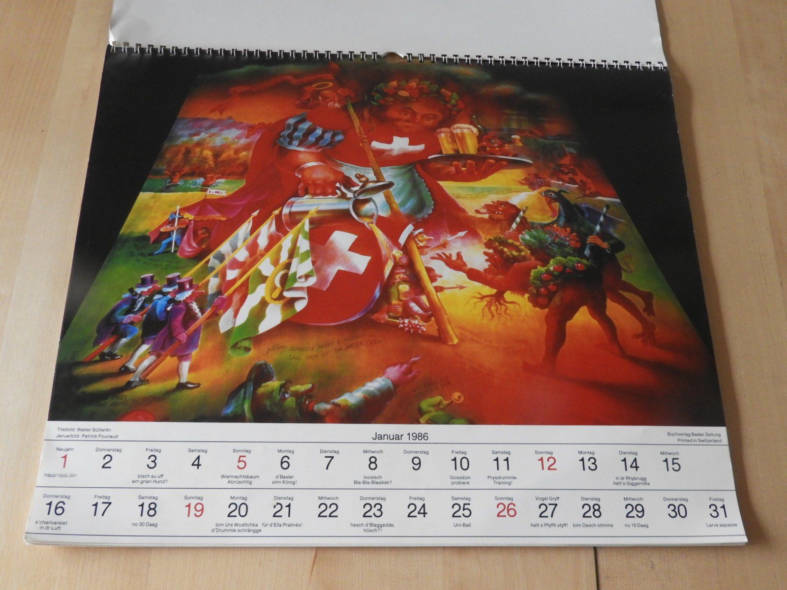 Calendari: FASNACHTSKALENDER 1986, 12 BILDER ,  75 JOHR AM STÄGGE, – Usato da Ettingen venduto da troll-mutter 6