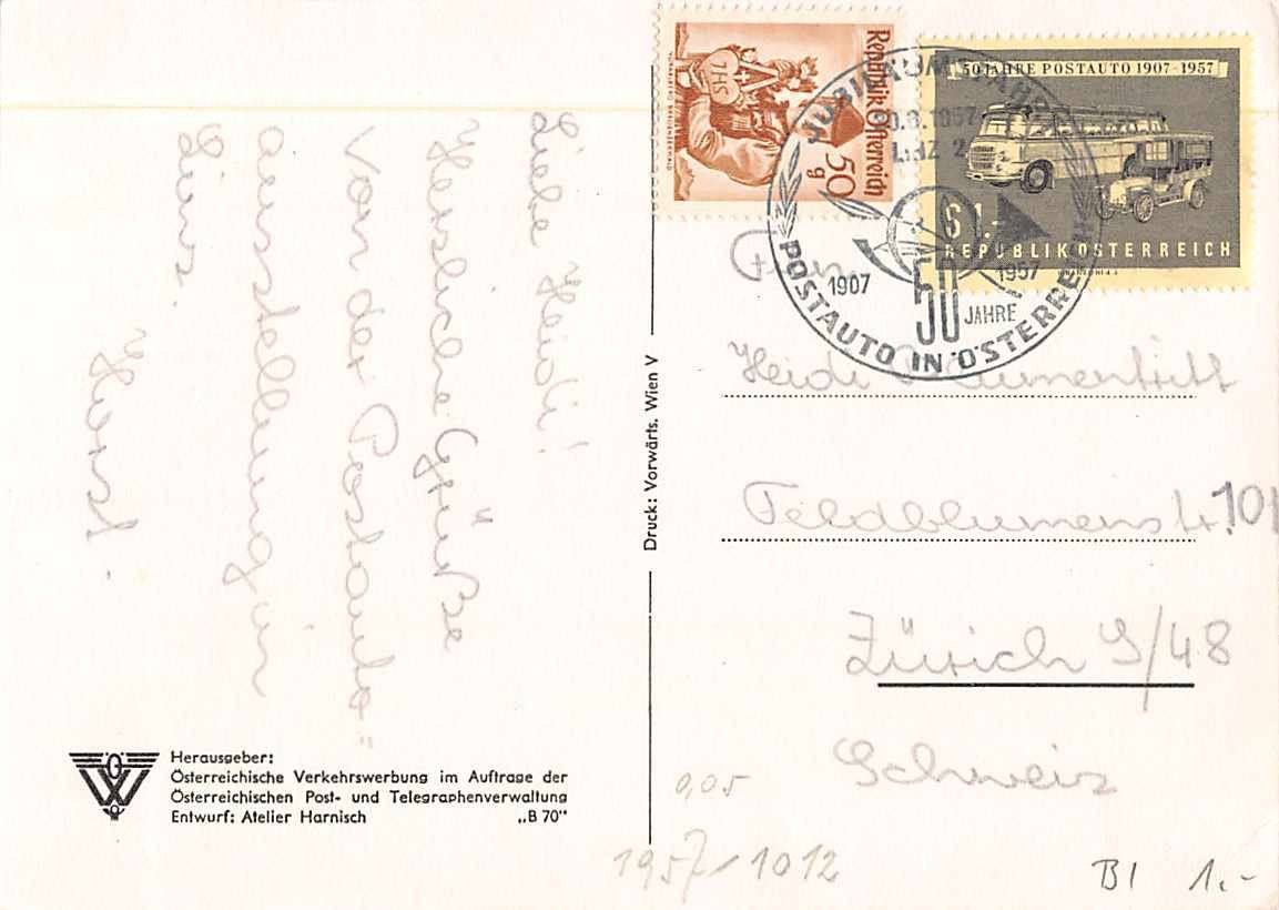Cartes postales: TOP - 2 Karten POSTAUTO - Jubiläum mit passenden Marken ! – D'occasion à Lufingen par TopAnsichtskarten 1