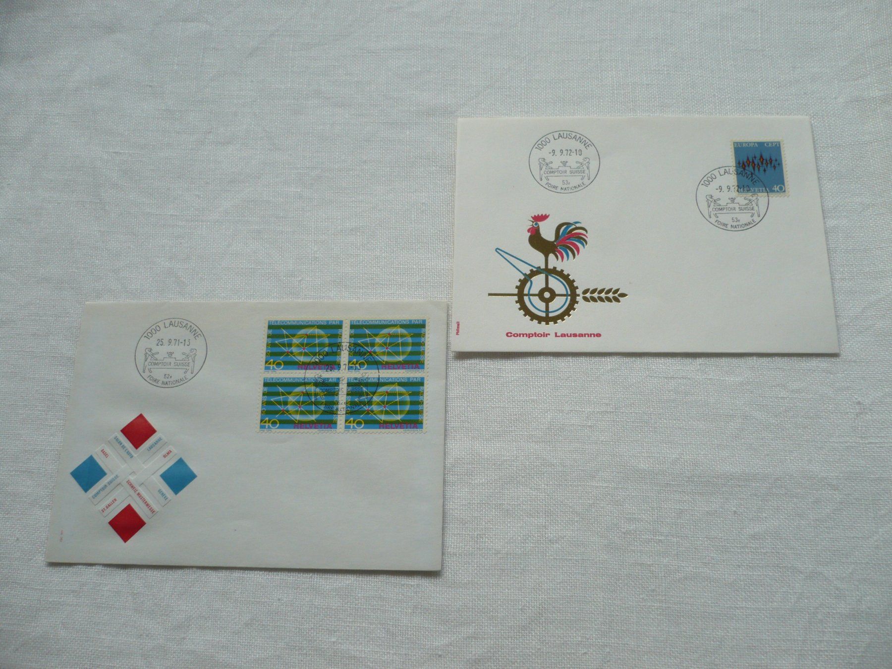 Tutti i francobolli: 1971 - 72 2 Belege Comptoir – Usato da Zürich venduto da saltandpepper008