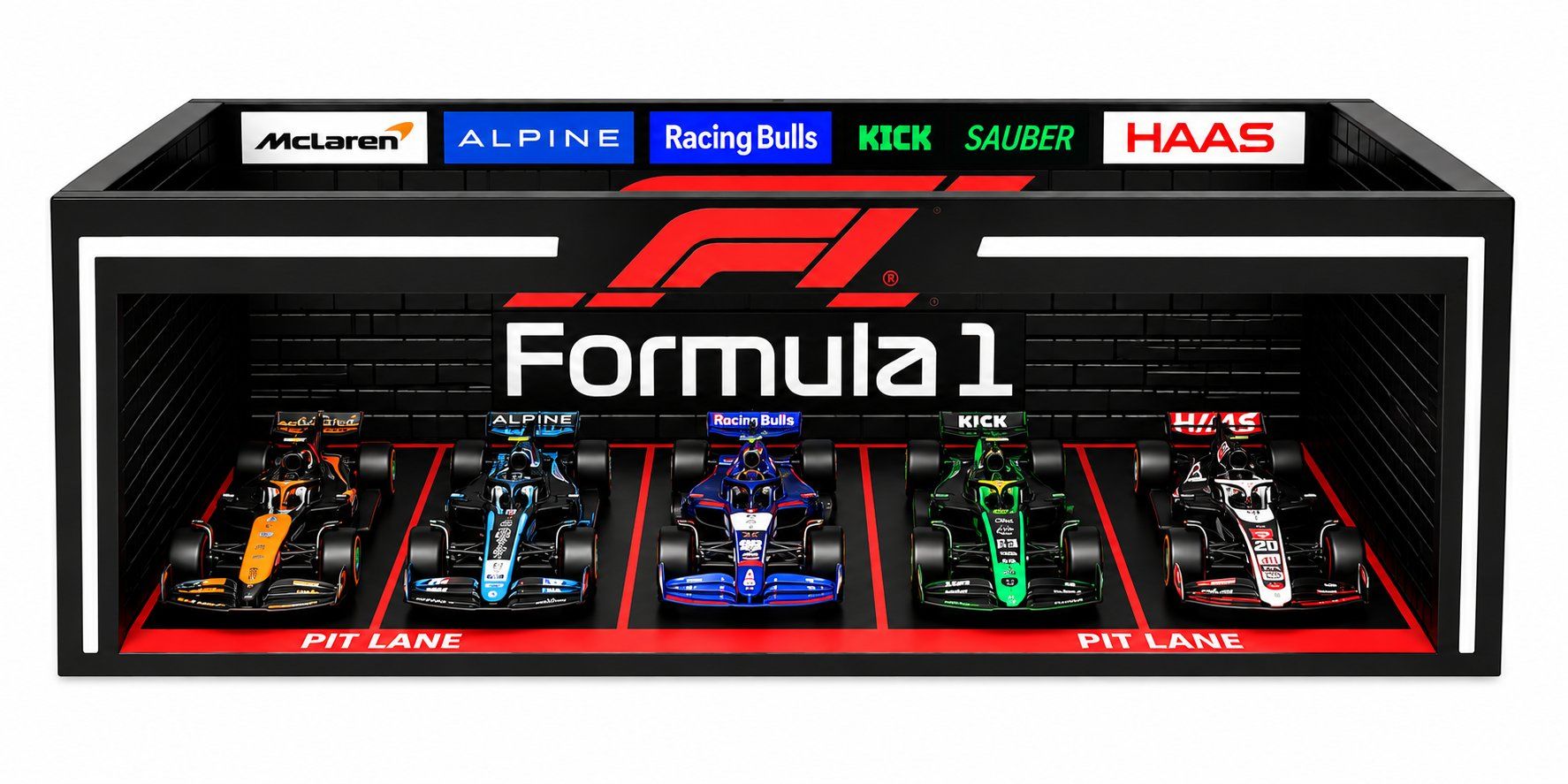 Modellautos: Formula 1 Garage 1:64 – Modellauto Display – Neu und originalverpackt aus Wald ZH von carwerk3dstudio