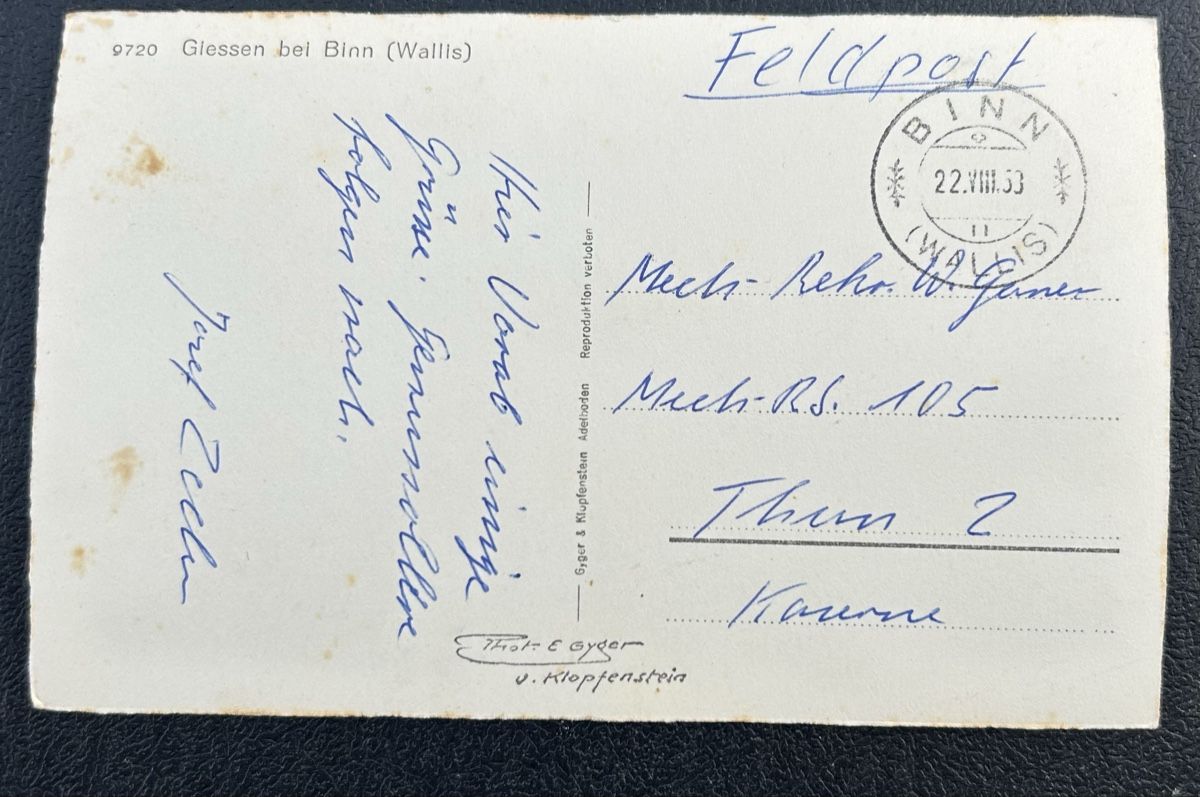 Cartoline postali: AK Giessen bei Binn  – Usato da Horw venduto da Tellbub 1