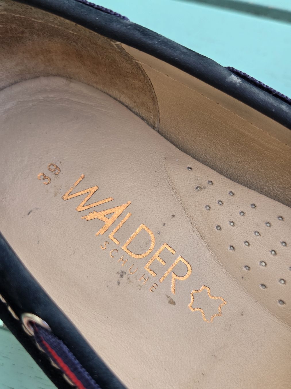 Walder Scarpe da donna: Walder Leder Mokassins Gr. 39 Dunkelblau – Usato da Bern venduto da -Aniko- 5