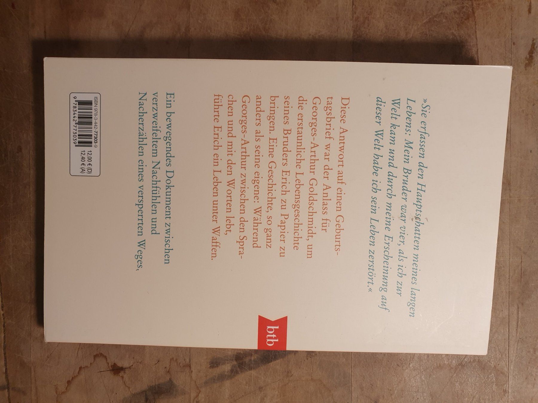 Libri: Der versperrte Weg Georges-Arthur Goldschmidt BTB – Usato da Zürich venduto da loosebone 1
