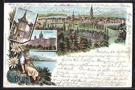 Bern, Ortsansicht mit den Alpen, Bundesh
