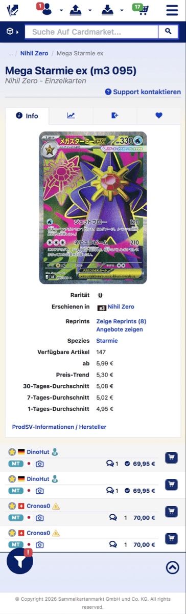 Pokémon Carte collezionabili: Pokémon Mega Starmie ex 095/080 SR – Nuovo (secondo la descrizione) da Liebefeld venduto da Swiss-TCG 2