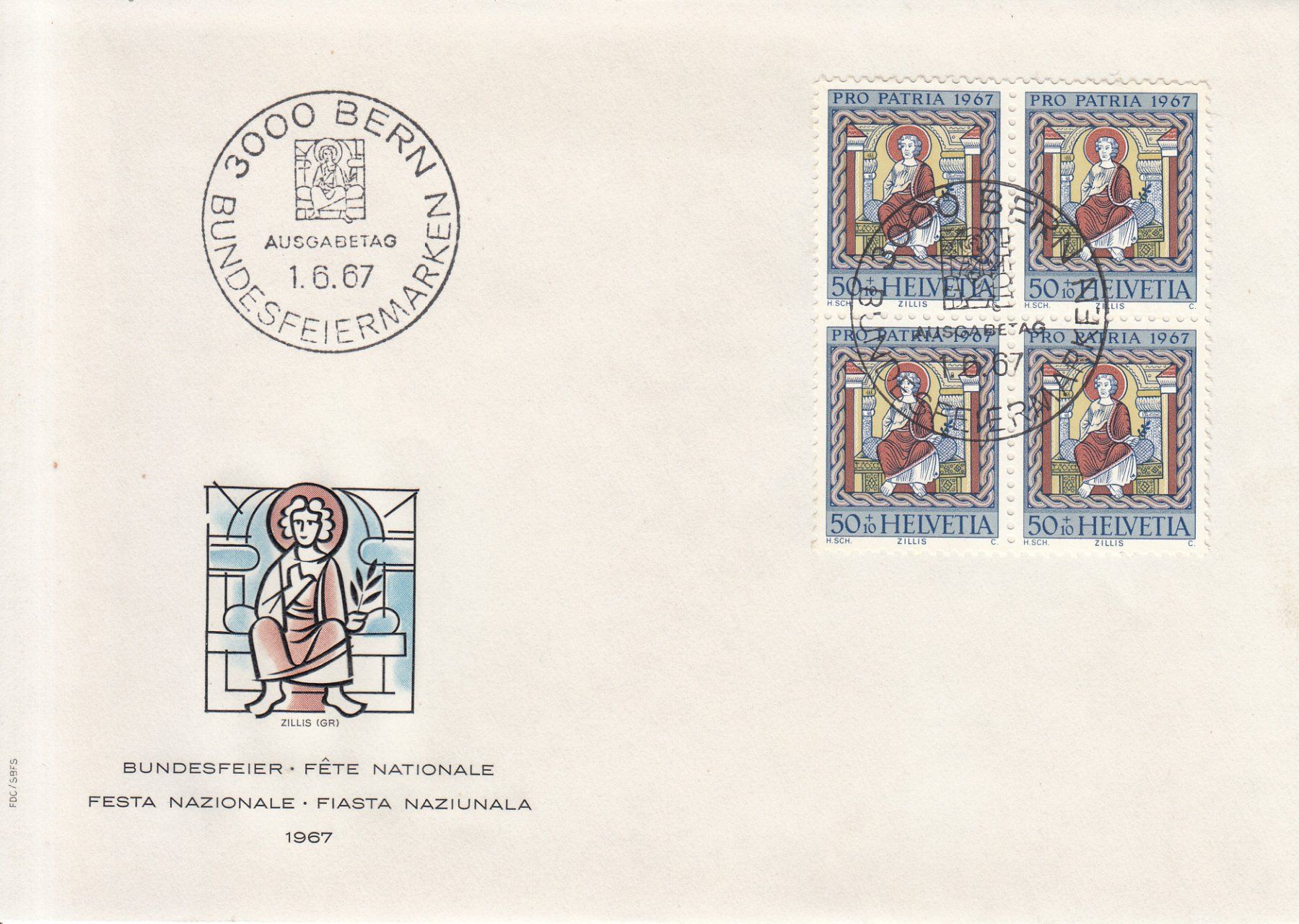 Tutti i francobolli: SBK B133 - B137 im 4er-Block FDC – Usato da Bürglen TG venduto da StampGraf 3