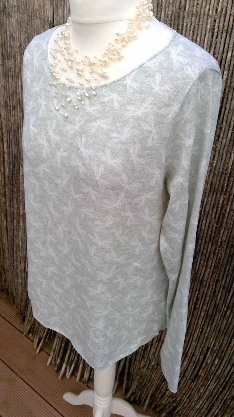 Maglioni & Felpe: Pullover vert tilleul motifs libellules Chicorée, taille L – Nuovo (secondo la descrizione) da Agiez venduto da chouchanelle 2