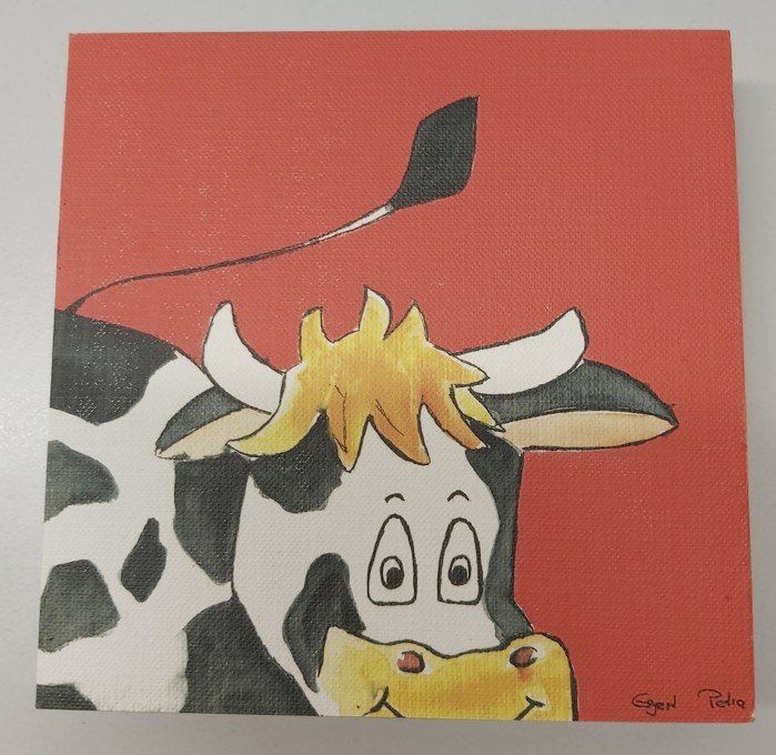Foto & Immagini: Bilder Quartett Cartoon-Kühe auf MDF-Platte – Usato da Trub venduto da wurzel25 3