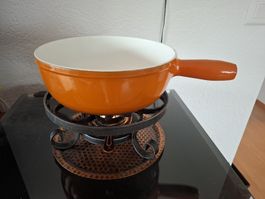 Caquelon fondue vintage fonte grand format réchaud alcool