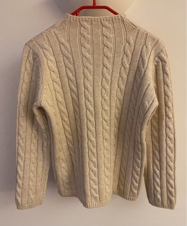 Cremefarbener, weicher Zopfmuster-Pullover von Cassis Gr.38