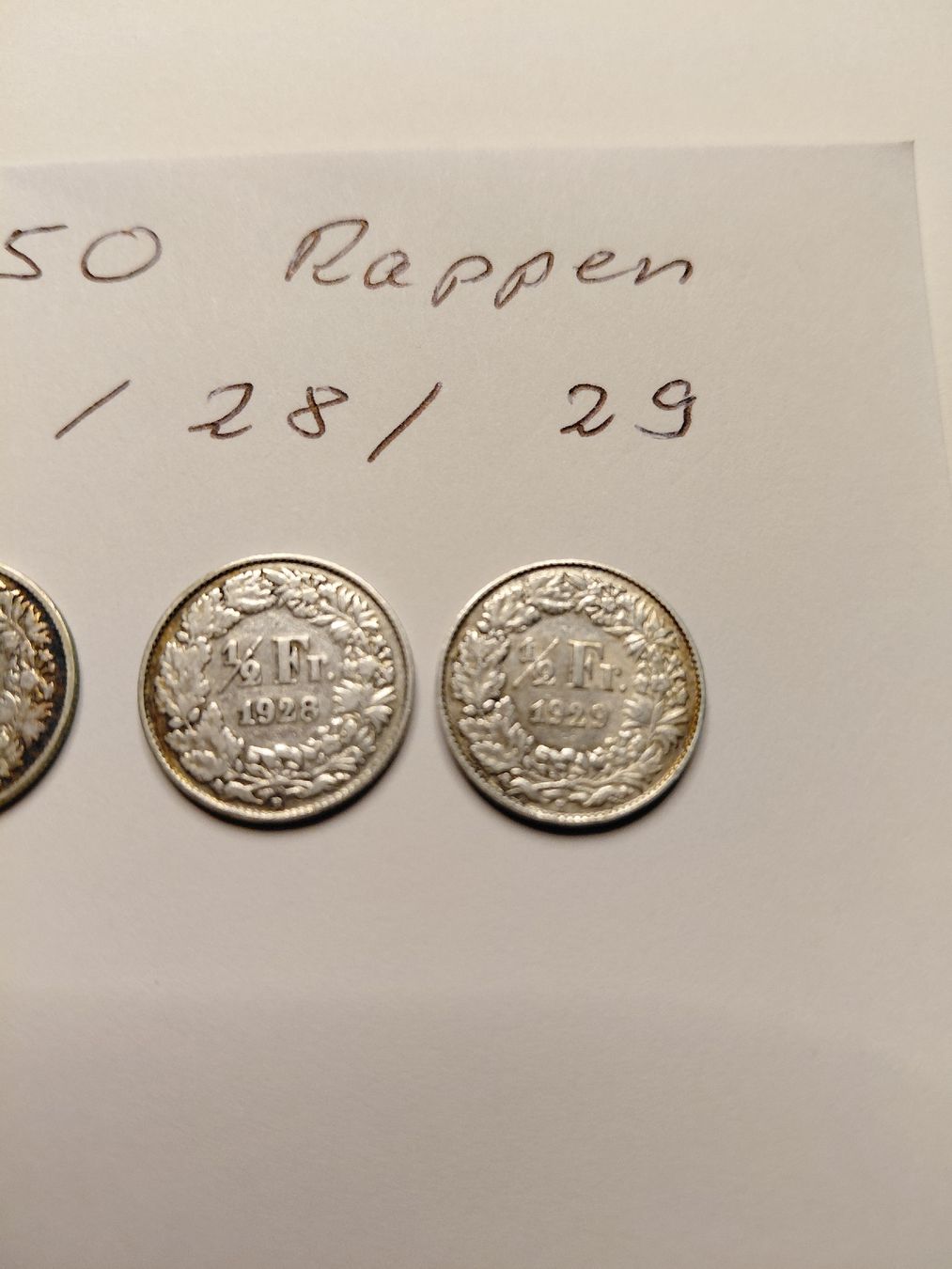 Tutti le monete: 3x 50 Rappen Silber 1920 28 und 29 – Usato da Bonaduz venduto da topolino052 2