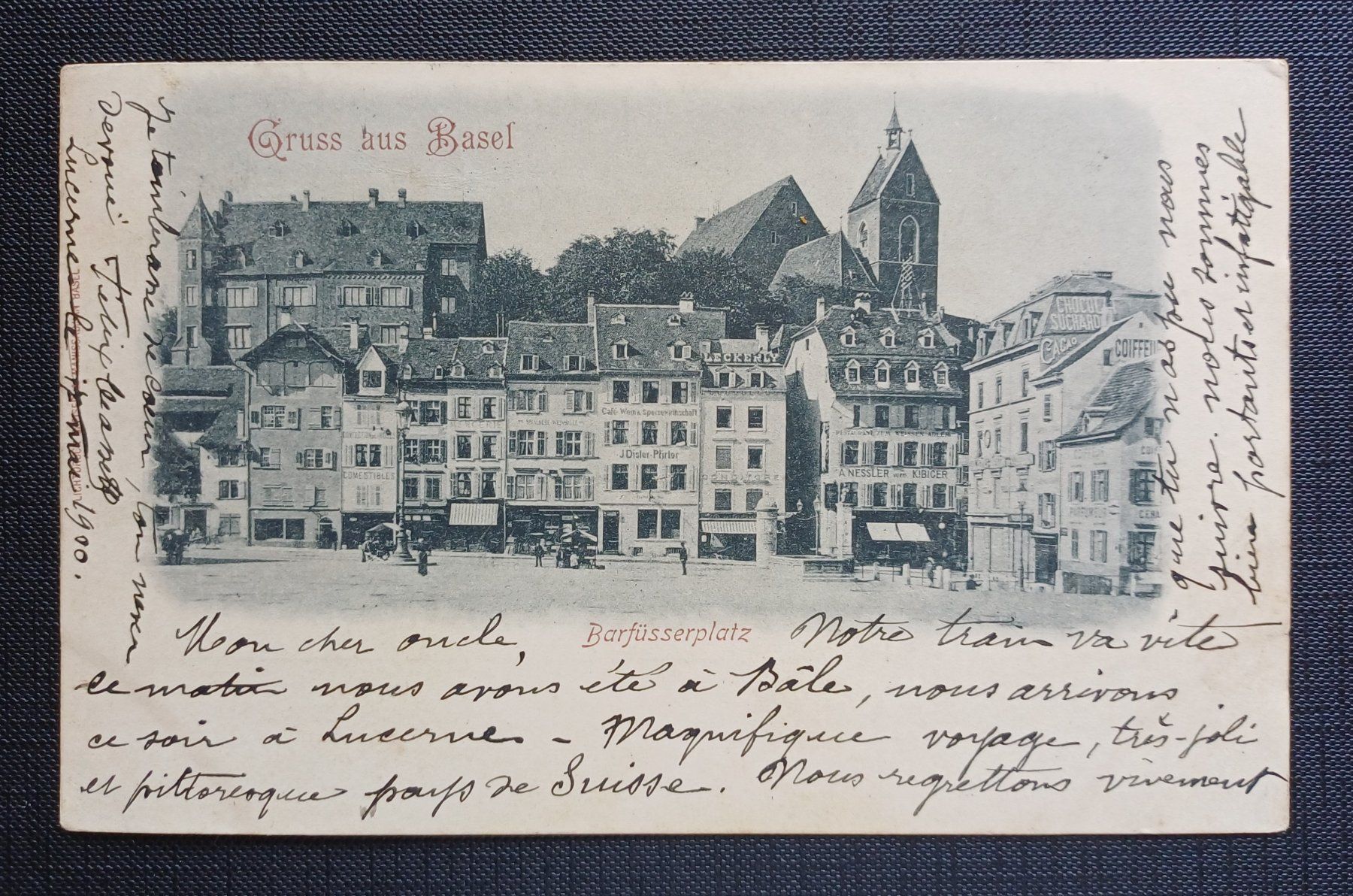 Cartoline postali: AK Barfüsserplatz BASEL belebt 1900 – Usato da Brittnau venduto da simionius