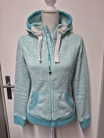 Superdry Mountain Fleecejacke Hoodie Kapuze Gr.S türkis