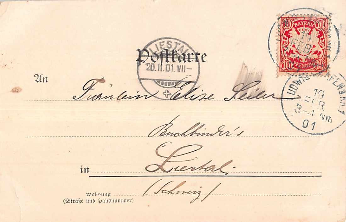 Ansichtskarten: Handcolorierte Ansichtskarte LUDWINGSHAFEN 1901 – Gebraucht aus Lufingen von TopAnsichtskarten 1