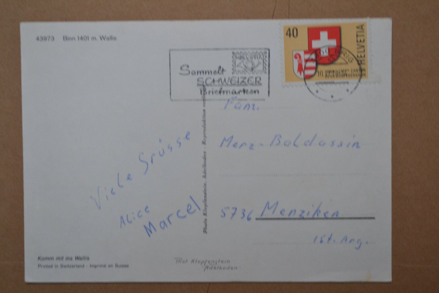Cartes postales: AK Binn VS – D'occasion à Beinwil am See par kajak55 1