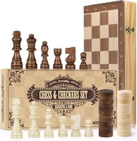 Schach und Dame Spiel aus Holz - 38x38CM