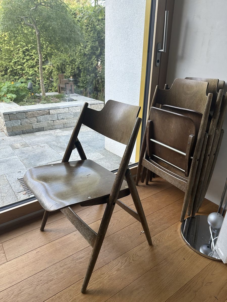 Sedie: 4 originale Egon Eiermann SE 18 Klappstühle, Wilde + Spieth – Usato da Zürich venduto da evelyn67