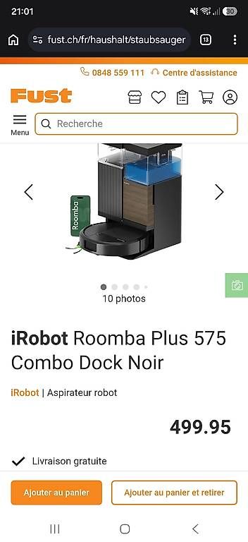 Aspirapolveri & Accessori: iRobot Roomba Plus 575 Combo Dock Noir – Nuovo e nell'imballaggio originale da Champagne venduto da mar_yp55 1