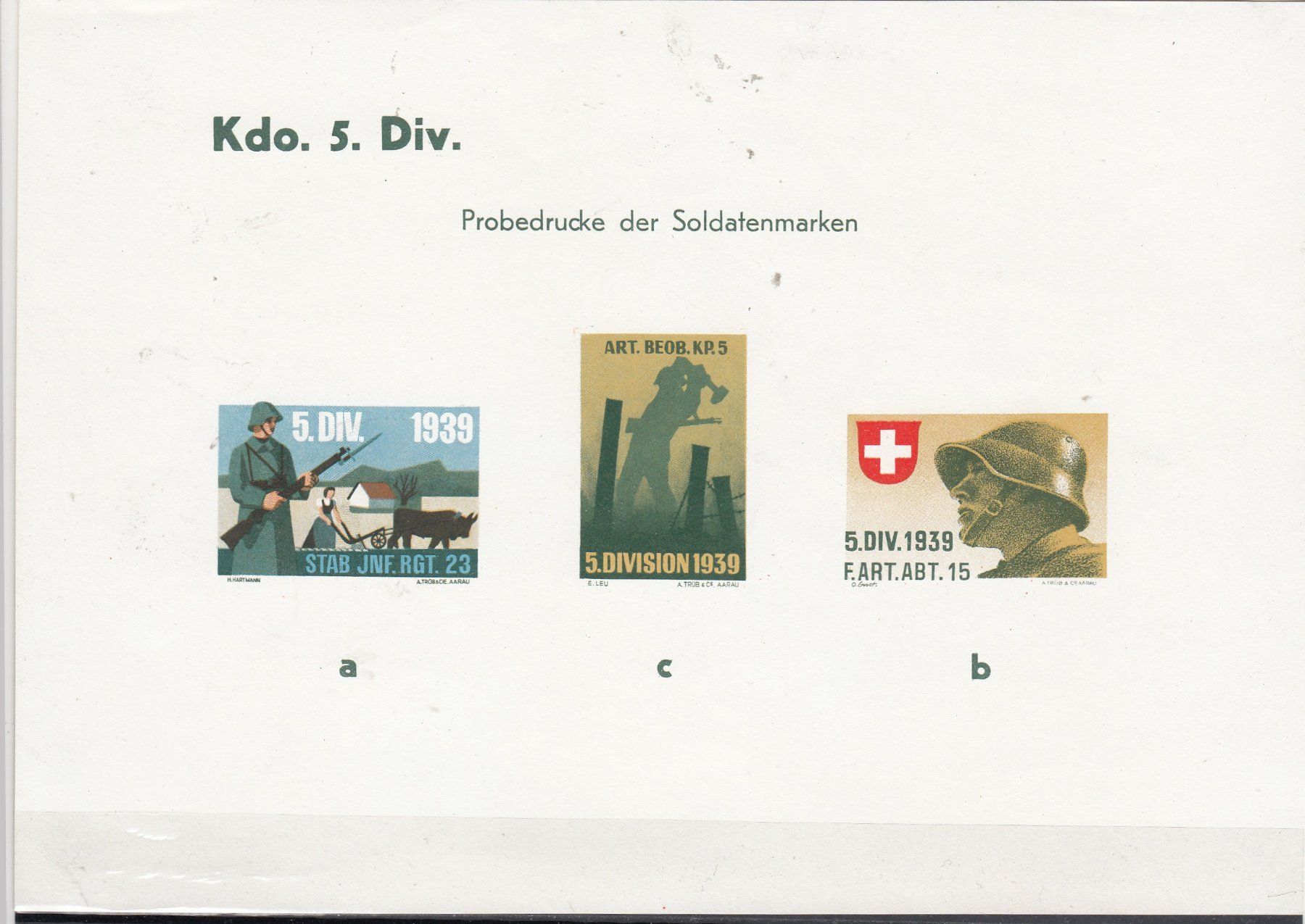 Alle Briefmarken: Kommandostäbe 57/6 Kdo.5.Div Kat.400.- – Gebraucht aus Herrliberg von Lfrifda