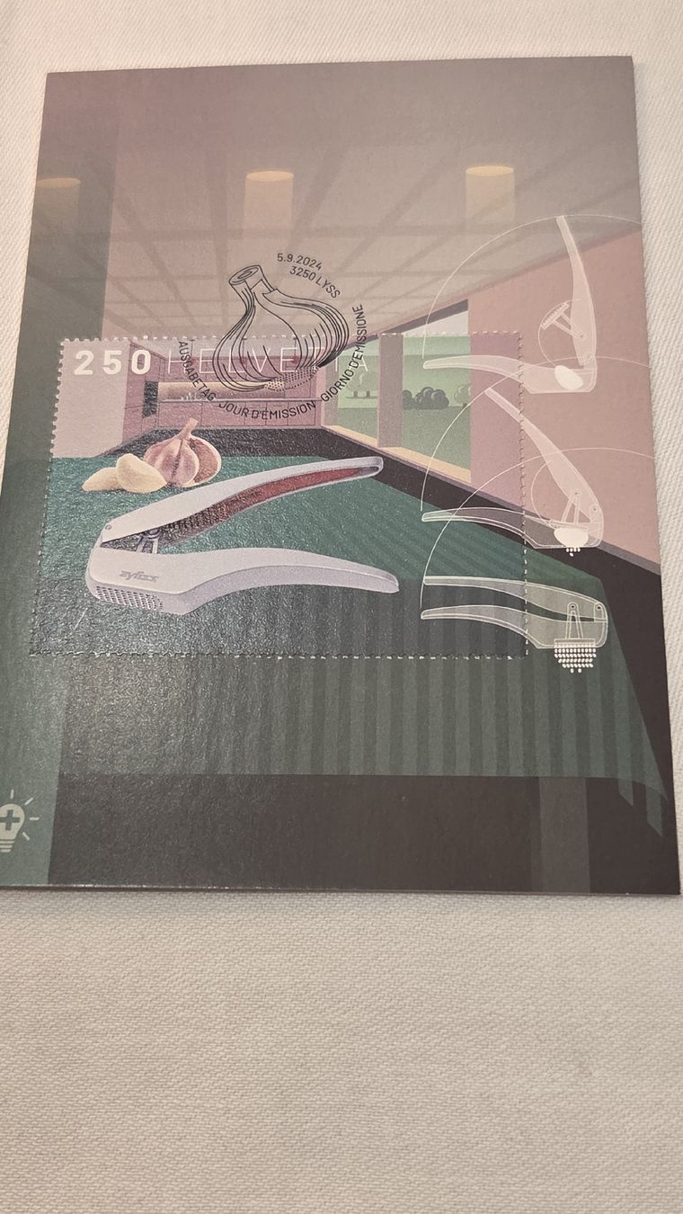 Tutti i francobolli: 2024 FDC Maximumkarte Knoblauchpresse – Usato da Arni AG venduto da Moth68