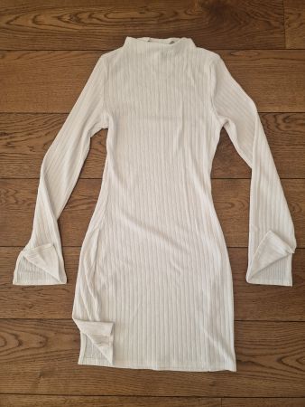 Kleid/Pullover weiss Langarm Rippstrick Gr S wie neu