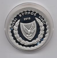 (1227) Zypern, 5 Euro 2015, Göttin Aphrodite, pp, Silber