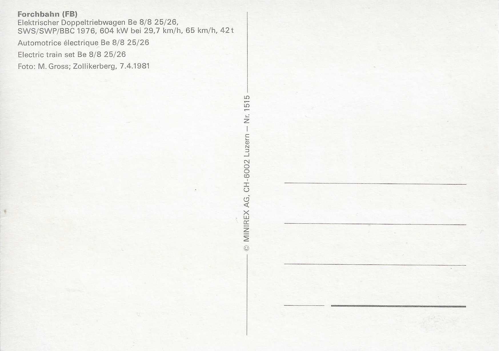 Cartoline postali: Forchbahn Elektrischer Doppeltriebwagen Be 8/8 – Nuovo (secondo la descrizione) da Rothrist venduto da Stranglehold 1