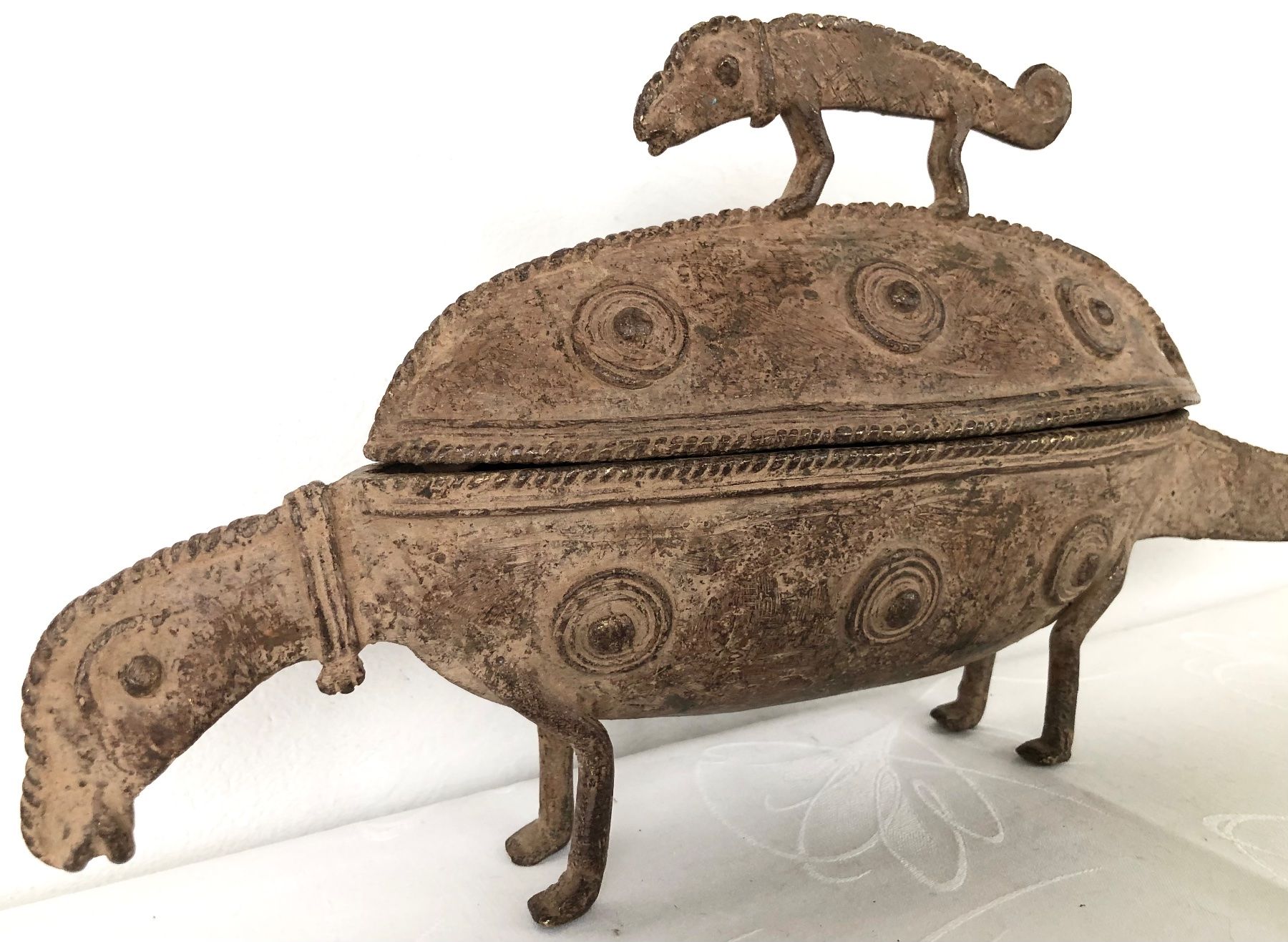 XXL wunderschönes alte Bronze Schatulle Chamäleon L 37 cm (D'occasion ...