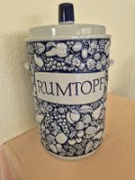 Steingut Rumtopf mit Deckel blau-grau Fruchtdekor