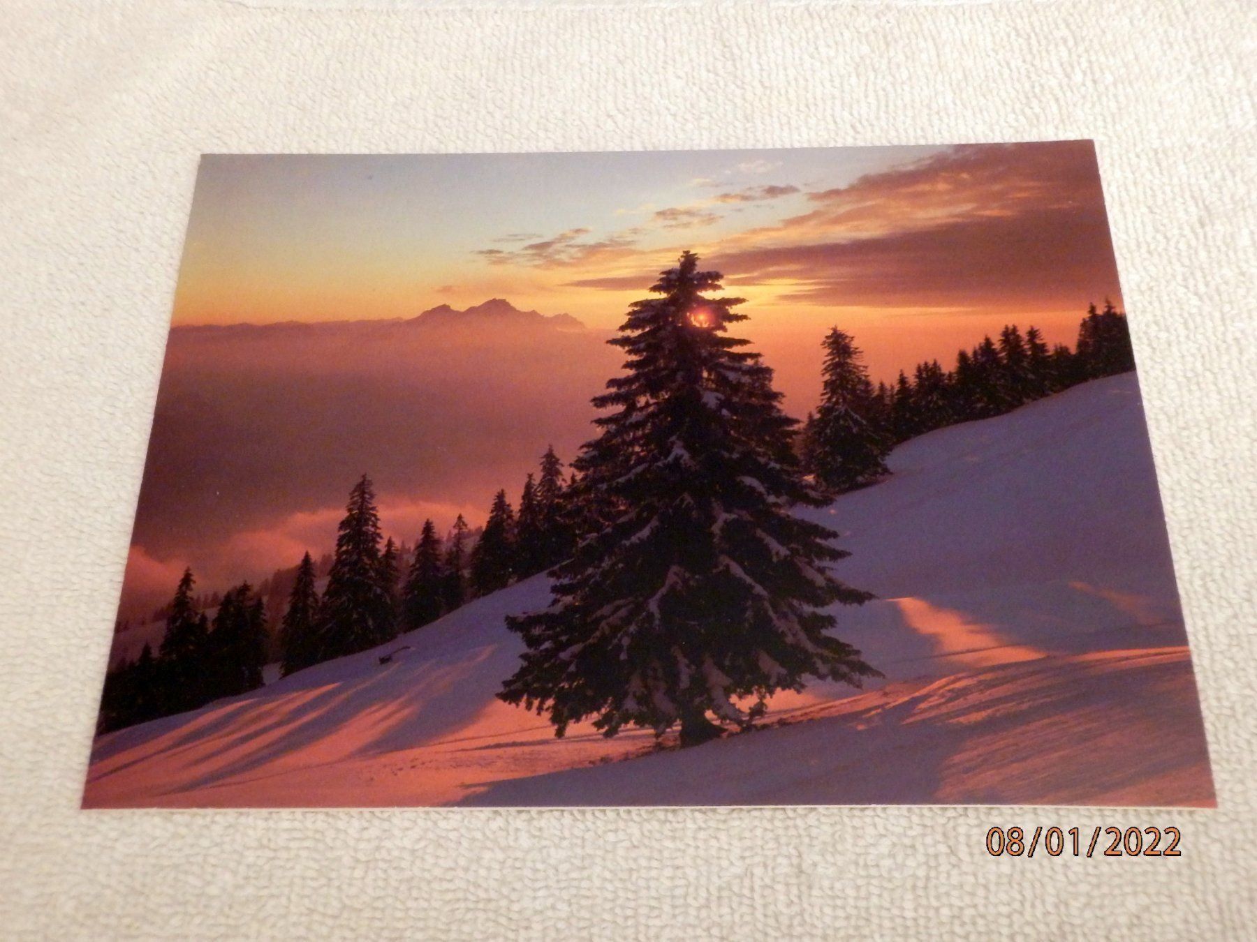 Cartoline postali: Ansichtskarte, Abendstimmung am Rigi – Usato da Ueberstorf venduto da dinbau 3
