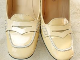 TOD'S PUMPS BEIGE LEDER LACKLEDER SCHUHE BALLERINAS TOP ROCK