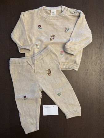 H&M Baby Strick Set beige mit Tieren Grösse 62