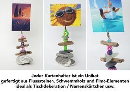 Tischdekoration Kartenhalter aus Steinen, handgemacht